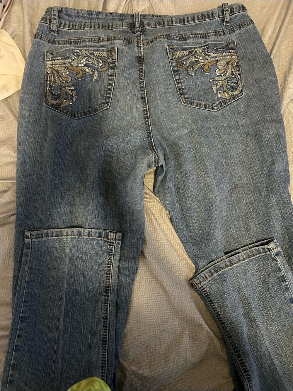 Light Blue Flared Knee-Panel Jeans